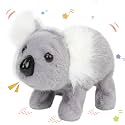 Hopearl Walking Koala Interactive Crawling Wild Animal Electronic Plush Toy Animated Gifts for Toddlers Birthday, Gray, 8''