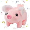 Hopearl Walking Piggy Pet Interactive Crawling Piglet Electronic Plush Toy Pig Oink Twitch Nose Wag Tail Animated Gifts for Toddlers Birthday, Pink, 8''