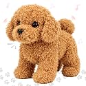 Hopearl Walking Teddy Dog Interactive Electronic Pet Plush Toy Puppy Woof and Moving Animated Nodding Head Gifts for Toddlers Birthday, Brown, 7''