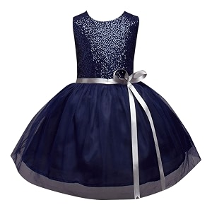 Hopscotch Baby Girls Polyester Blend Sequins Sleeveless