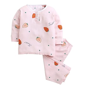 hopscotch baby girls viscose all over print sleepwear set in pink color