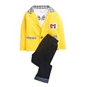 Hopscotch Boys Cotton Solid T-Shirt Blazer Pant Set with Bow in Yellow Color for Ages 4-5 Years