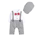 Hopscotch Boys Bow Applique Plaid Romper in