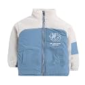 Hopscotch Boys Waist Length Polyester Blend Text Print Full sleeve Long Coat in Blue Color