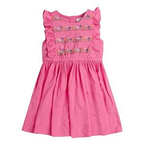 Hopscotch Girl Rayon Embroider Sleeveless Summer Dress
