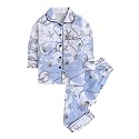 Hopscotch Girls Cotton All-Over Print Shirt and Pajama Sleepwear Set in Blue Color