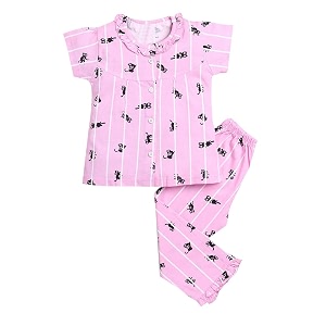 hopscotch girls cotton pink animal print shirt and pajama set