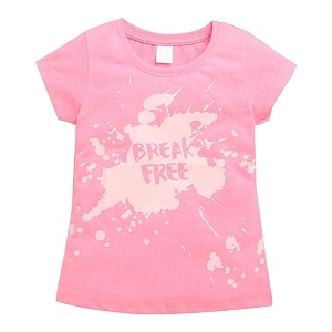 Hopscotch Girls Cotton Text Print Slim-Fit T-Shirt