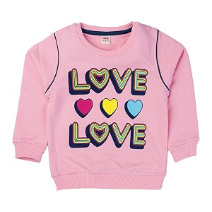 hopscotch girls cotton text print round neck sweatshirt