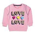 Hopscotch Girls Cotton Text Print Round Neck Sweatshirt