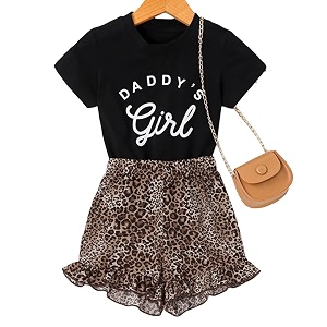 hopscotch girls polyester cotton text print t-shirt and shorts set in black color