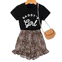 Hopscotch Girls Polyester Cotton Text Print T-Shirt and Shorts Set in Black Color