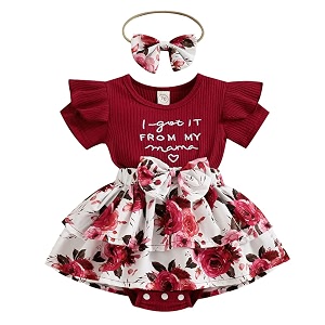 Hopscotch Girls Text Print Bodysuit with Headband