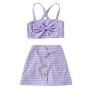 Hopscotch Polyester Girls Checkered Blouse And Skirt