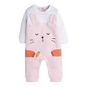 Hopscotch Unisex Peach Animal Print Full-Sleeve Romper