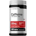 Horbäach Caffeine Pills 200mg | with Green Tea | 200 Tablets | Vegetarian, Non-GMO & Gluten Free