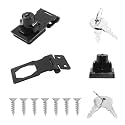 Hordion 2Pcs 2.5 Inch Keyed Hasp Locks with Keys - Keyed Different - Metal Safety Hasp Latches Padlock Latch, Twist Knob Keyed for Closets, Drawers, Cabinets, Small Doors, Toolbox, Fridges (Black)