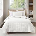 HORIMOTE HOME Cream Quilt Twin Size, Lightweight Quilt for Summer Ultra-Soft Microfiber Modern Style Quilted Clouds Pattern Bedspread Quit Set 2 Pieces (1 Quilt and 1 Pillow Sham)