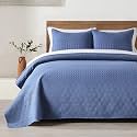 HORIMOTE HOME Denim Blue King Size Quilt Set - Soft Microfiber Bedspread with 2 Shams, Lightweight &amp; All-Season Geometric Coverlet for Cozy Bedding