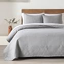 HORIMOTE HOME Grey Twin Size Quilt Set - Soft Microfiber Bedspread with 1 Sham, Lightweight &amp; All-Season Geometric Coverlet for Cozy Bedding