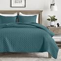 HORIMOTE HOME Quilt King Size Teal Blue, Lightweight Quilt for Summer, Ultra-Soft Microfiber Modern Style Quilted Clouds Pattern Bedspread Quit Set 3 Pieces(1 Quilt and 2 Pillow Shams)