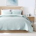 HORIMOTE HOME Quilt Queen Size Aqua Blue, Lightweight Quilt for Summer Ultra-Soft Microfiber Modern Style Quilted Clouds Pattern Bedspread Quit Set 3 Pieces
