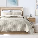 HORIMOTE HOME Quilt Set King Size Beige Bedspread, Modern Style Quilted Clouds Pattern Soft Coverlet Set Lightweight Microfiber Quilted Bedspread for All Season