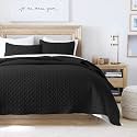 HORIMOTE HOME Quilt Set Queen Size, Black Bedspread with Clouds Pattern, Soft Coverlet Set Lightweight Microfiber Quilted Bedspread for All Season, Includes 1 Quilt and 2 Pillow Shams