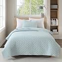 HORIMOTE HOME Quilt Twin Size Aqua Blue, Lightweight Quilt for Summer Ultra-Soft Microfiber Modern Style Quilted Clouds Pattern Bedspread Quit Set 2 Pieces (1 Quilt and 1 Pillow Sham)