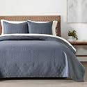 HORIMOTE HOME Steel Blue King Size Quilt Set - Soft Microfiber Bedspread with 2 Shams, Lightweight &amp; All-Season Geometric Coverlet for Cozy Bedding