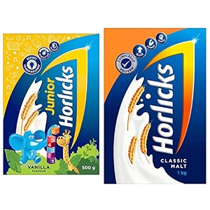 junior horlicks horlicks junior health amp nutrition drink vanilla refill 500 g  horlicks health amp nutrition drink - 1 kg refill pack classic malt