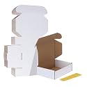 HORLIMER 10 Pack 7x5x2 Shipping Boxes, White Corrugated Cardboard Box for Mailing, Packaging, Small Business