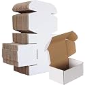 HORLIMER 6x4x3 inches Shipping Boxes Set of 50, White Corrugated Cardboard Box Literature Mailer