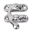Horn Hook Hasp,30 Pcs Bronze Antique Wooden Jewelry Box Hook Clasp Suitcase Left/Right Hook Hasp with 120 Screws for Jewelry Gift Boxes (Silver Left Hook)