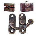 Horn Hook Hasp,30 Pcs Bronze Antique Wooden Jewelry Box Hook Clasp Suitcase Left/Right Hook Hasp with 120 Screws for Jewelry Gift Boxes (Bronze Left Hook)