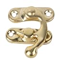 Horn Hook Hasp,30 Pcs Bronze Antique Wooden Jewelry Box Hook Clasp Suitcase Left/Right Hook Hasp with 120 Screws for Jewelry Gift Boxes (Yellow Right Hook)