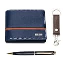 HORNBULL Denial Leather Wallet, Keyring and Pen Combo Gift | Wallets Men with RFID Blocking | Mens Wallet Combo Gift (PN150)