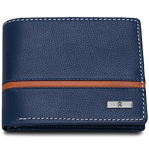 hornbull denial navy leather wallet for men  genuine leather wallet with rfid blocking  purse for men