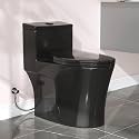 HOROW T0338WB Elongated One Piece Toilet, Matte Black, 12" Rough-in