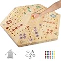 HOROW Wahoo Board Game 23.6 inch Wooden Original Board Game Classic 2 Side Painted Fast Track Game for 4 Player and 6 Player with 30 Marbles,6 Dices for Family Game Night(Extra Large)