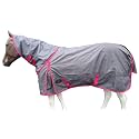 Horse RAIN Sheet with Neck Cover | 1200Denier Horse Rainsheet with Hood | Horse Turnout Sheet with Neck |Horse Rainsheet Combo (Waterproof | Breathable) (Charcoal-Raspberry, 84)