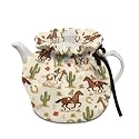 Horse Tea Cosy Stain Resistant Insulated Teapot Dust Cover for Home Kitchen Decor Tea Cozies Both Sides Can Be Used Teapot Cozy Breakfast Warmer