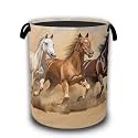 Horses Gallop Laundry Baskets,Laundry Hamper,Storage Basket with Handles for Bathroom Bedroom College Dormitory Living Room Nursery Organizer 16"x20.8"