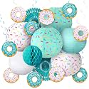 19 Pcs Donut Birthday Party Decorations Lanterns Hanging, Blue