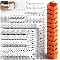 HORUSDY 309 PCS Pegboard Hooks Assortment Kit – 17 Types Heavy Duty Peg Board Hooks & Organizer Accessories – Fits 1/8 & 1/4 Inch Pegboard Durable Metal Wall Hooks for Garage Kitchen Workshop