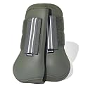 HORZE Adepto Open Front Tendon Boots | Durable Shell with Neoprene Lining - Beetle Khaki Green - Horse