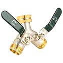 Hose Splitter 2 Way, Brass High Flow Garden Hose Splitter Heavy Duty, Hose Connector, Water Spigot Splitter, Full Flow Faucet Splitters with shutoff, 3/4” GHT Inlet