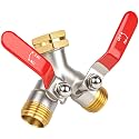 Hose Splitter 2 Way, High Flow Garden Hose Splitter, 3/4” Ght Inlet Brass Heavy Duty Hose Converter, Full Flow water 2 Way Faucet hose splitter, Long Handle Hose Valve Large Outlet.