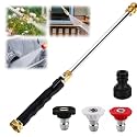 Hose Sprayer Nozzle with Adjustable Spray Patterns for Garden Watering, Car Washing, Patio and Pet Nozzle Power Washer for Garden Hose with 3 High-Pressure Nozzles, New Pressure Washer, (Black)