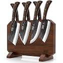 HOSHANHO 8PCS Butcher Kitchen Knife Set, Sharp Magnetic Knife Block Set